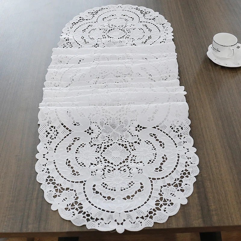 Bluejw Table Runner Cotton Needle Lace Floral Table Runner for Wedding  Fancy Hotel Table Runners - Image 2